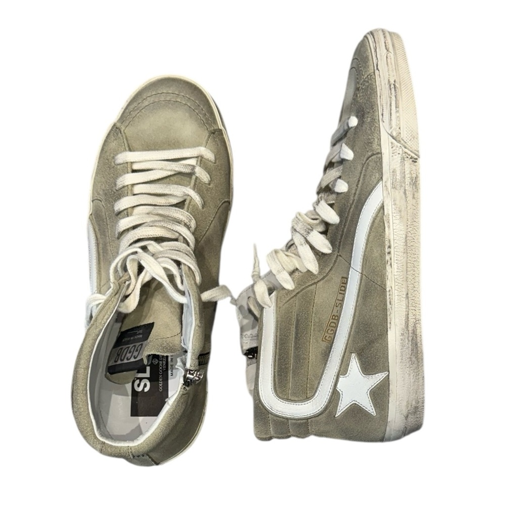 Golden Goose Men’s Sneaker Slide High Top Light Olive Suede BNIB - Picture 4 of 15